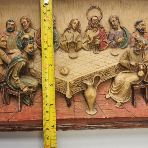 The Last Supper 3D Heavy Resin Wall Plaque 12.5x7.25" Colourful Italy Vintage - Picture 9 of 9